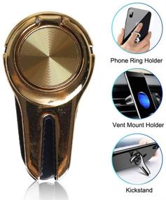 img 3 attached to 📱 Metallic Gold Air Vent Cell Phone Ring Holder Stand - Universal Finger Grip Phone Holder for iPhone and Cellphones, Suitable for Car