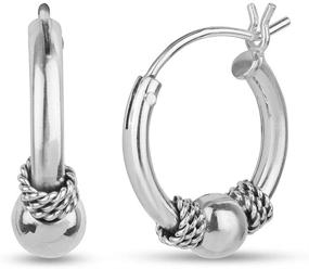 img 3 attached to 🌟 LeCalla Sterling Silver Jewelry Bali Hoop Earrings: Lightweight Style for Kids and Women