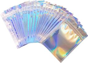 img 4 attached to 🌈 100 Count Holographic Rainbow Smell Proof Bags with Zip Lock, Resealable Mylar Foil Pouch Bags for Food Storage, Party Favors, and Hanging Mylar Storage Pouch - 4x6 Inches