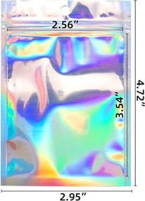 img 2 attached to 🌈 100 Count Holographic Rainbow Smell Proof Bags with Zip Lock, Resealable Mylar Foil Pouch Bags for Food Storage, Party Favors, and Hanging Mylar Storage Pouch - 4x6 Inches