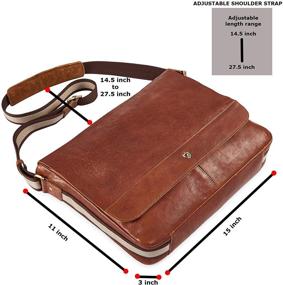 img 3 attached to 👜 COCHOA Distressed Vintage Real Leather Messenger Satchel: 14 Inch Laptop Shoulder Bag in Cognac