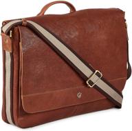 👜 cochoa distressed vintage real leather messenger satchel: 14 inch laptop shoulder bag in cognac logo