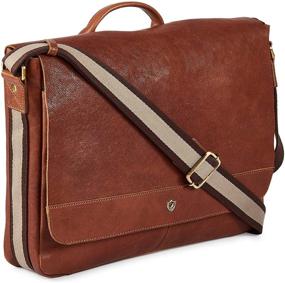 img 4 attached to 👜 COCHOA Distressed Vintage Real Leather Messenger Satchel: 14 Inch Laptop Shoulder Bag in Cognac