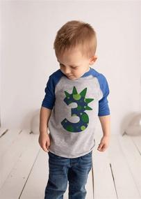 img 3 attached to 🦖 Dress Your Little Dino Fan in Style with Ate Apparel Dinosaur Birthday Raglan Boys' Clothing and Tops, Tees & Shirts