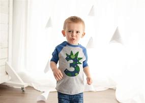 img 2 attached to 🦖 Dress Your Little Dino Fan in Style with Ate Apparel Dinosaur Birthday Raglan Boys' Clothing and Tops, Tees & Shirts