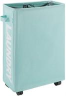 totanki 22-inch rolling slim laundry basket with wheels and handle (4 color options) - foldable hamper, collapsible sorter, and organizer - tall storage bin (light blue) logo