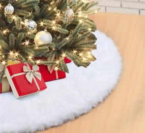 img 4 attached to 🎄 Snowy White Faux Fur Christmas Tree Skirt - 48 inches Soft Plush Tree Skirts for Xmas Winter Theme Decorations