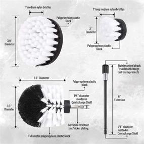 img 3 attached to 🧽 YIHATA 4 Pack Drill Brush Attachments Set, Multi-Purpose Power Scrubber Cleaning Brush Kit, Extended Long Attachment for Grout, Floor, Tub, Shower, Tile, Bathroom, and Kitchen (3 Brushes with Extended White)