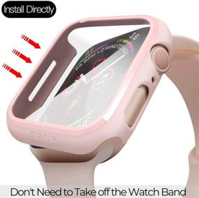 img 2 attached to PZOZ Совместимый с чехлом для часов Apple Watch серии 6/5/4/SE 44 мм с защитным стеклом, аксессуарами Slim Guard Thin Bumper, полным покрытием матового твердого чехла Defense Edge для IWatch, женщин, мужчин, GPS (розовый)