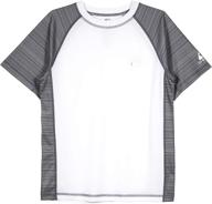 laguna boys upf 50+ striped loose fit short sleeve rashguard swim sun tee shirt with raglan crewneck logo