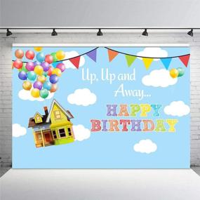 img 2 attached to 🎈 MEHOFOTO UP Adventure: 7x5ft Birthday Party Backdrop with Up and Away Balloons, Blue Sky and White Clouds Photography Props and Decorations