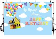 🎈 mehofoto up adventure: 7x5ft birthday party backdrop with up and away balloons, blue sky and white clouds photography props and decorations logo