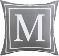 💤 fascidorm gray pillow cover with english alphabet m - modern cushion cover for sofa bed chair car, square pillowcase decoration, 18 x 18 inch логотип