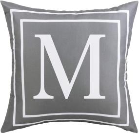 img 4 attached to 💤 Fascidorm Gray Pillow Cover with English Alphabet M - Modern Cushion Cover for Sofa Bed Chair Car, Square Pillowcase Decoration, 18 x 18 Inch