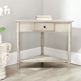 img 3 attached to 🏺 Safavieh Gomez Distressed Cream/White Corner Table with Storage Drawer