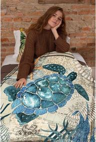 img 2 attached to 🐢 Anomadassi Sea Turtle Ocean Animal Print Retro Flannel Throw Blanket - Ultra Soft Micro Lightweight Flannel Blanket for Bed, Couch, Living Room - All-Season, 40"x30" XSmall Size Ideal for Pets