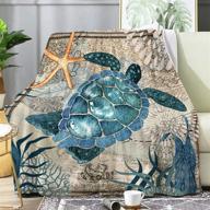 🐢 anomadassi sea turtle ocean animal print retro flannel throw blanket - ultra soft micro lightweight flannel blanket for bed, couch, living room - all-season, 40"x30" xsmall size ideal for pets logo