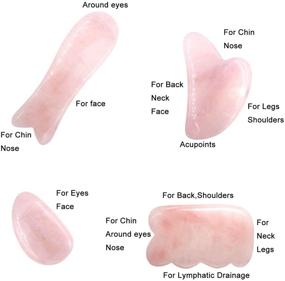 img 3 attached to 🌹 Domika Rose Quartz Gua Sha Scraping Massage Stones Set - Handmade Guasha Boards for SPA Acupuncture and Therapy Massage, Traditional Scraper Tools