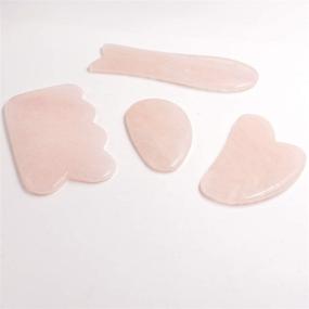 img 1 attached to 🌹 Domika Rose Quartz Gua Sha Scraping Massage Stones Set - Handmade Guasha Boards for SPA Acupuncture and Therapy Massage, Traditional Scraper Tools