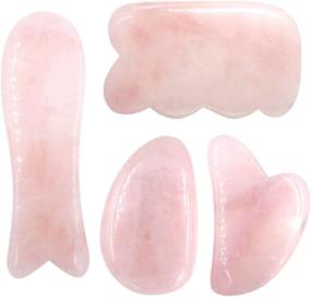 img 4 attached to 🌹 Domika Rose Quartz Gua Sha Scraping Massage Stones Set - Handmade Guasha Boards for SPA Acupuncture and Therapy Massage, Traditional Scraper Tools