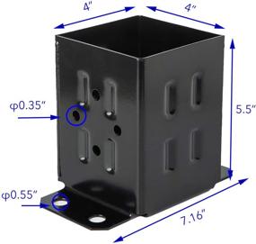 img 1 attached to 🏗️ ADLER Fence Post Base Brackets Heavy Duty Steel Powder-Coated Anchor - 4x4 Wood Support - Black (4 Pack)