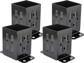 img 4 attached to 🏗️ ADLER Fence Post Base Brackets Heavy Duty Steel Powder-Coated Anchor - 4x4 Wood Support - Black (4 Pack)