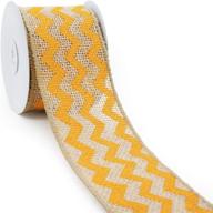 🎀 ct craft llc natural burlap wired ribbon - yellow chevron: ideal for home decor, gift wrapping & diy crafts! logo