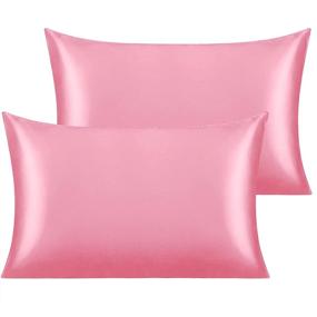 img 4 attached to Set of 2 NTBAY Satin Pink Toddler Pillowcases - Soft 🌸 & Silky Envelope Closure, Ideal for Travel - 14 x 20 Inches