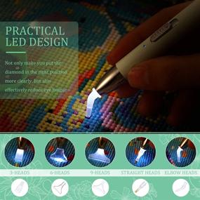 img 2 attached to 💎 LED Diamond Painting Drill Pen Kit: Rechargeable Light Point Drill Pen with Accessories - 5 Pen Heads, 20 Glue Clay, Storage Case for DIY Painting Craft