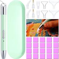 💎 led diamond painting drill pen kit: rechargeable light point drill pen with accessories - 5 pen heads, 20 glue clay, storage case for diy painting craft logo