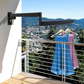 img 3 attached to 👕 Retractable Wall Mounted Clothes Hanger Folding Drying Rack Space-saving, Easy-to-Install Design for Light-Duty Laundry - Ideal for Balcony, Mudroom, Bedroom | Indoor & Outdoor (Black)