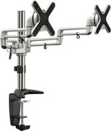 mount-it! dual monitor mount - double monitor desk stand with full motion arms - fits 17-27 inch computer screens - vesa compatible 75 and 100 - includes c-clamp and grommet base - silver logo