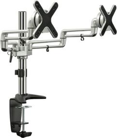 img 4 attached to Mount-It! Dual Monitor Mount - Double Monitor Desk Stand with Full Motion Arms - Fits 17-27 Inch Computer Screens - VESA Compatible 75 and 100 - Includes C-Clamp and Grommet Base - Silver