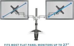 img 2 attached to Mount-It! Dual Monitor Mount - Double Monitor Desk Stand with Full Motion Arms - Fits 17-27 Inch Computer Screens - VESA Compatible 75 and 100 - Includes C-Clamp and Grommet Base - Silver