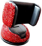 📱 blingshd red crystal rhinestone car phone holder: air vent & windshield mount stand logo