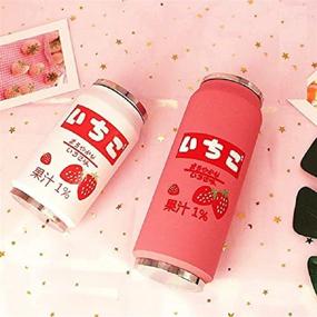 img 3 attached to Kawaii Stainless Steel Water Bottle with Insulated Straw - Japanese Style, 500ml/16.9oz in Pink