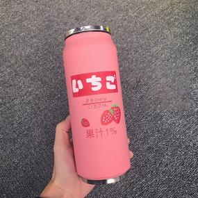 img 4 attached to Kawaii Stainless Steel Water Bottle with Insulated Straw - Japanese Style, 500ml/16.9oz in Pink