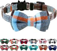 🐱 joytale plaid cat collar with bow tie and bell, enhanced safety features, 1 or 2 pack stylish kitty collars logo
