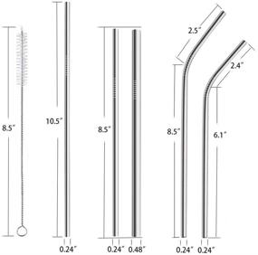 img 3 attached to 🥤 Stainless Steel Reusable Straws with Silicone Tips - Full Assortment of Metal Drinking Straws for 20 oz, 30 oz, 40 oz Tumblers - Ideal for Milkshakes, Coffees, Smoothies, and More