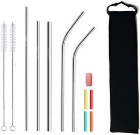 img 4 attached to 🥤 Stainless Steel Reusable Straws with Silicone Tips - Full Assortment of Metal Drinking Straws for 20 oz, 30 oz, 40 oz Tumblers - Ideal for Milkshakes, Coffees, Smoothies, and More