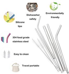 img 2 attached to 🥤 Stainless Steel Reusable Straws with Silicone Tips - Full Assortment of Metal Drinking Straws for 20 oz, 30 oz, 40 oz Tumblers - Ideal for Milkshakes, Coffees, Smoothies, and More