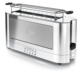 img 4 attached to 🍞 Russell Hobbs TRL9300GYR 2-Slice Glass Accent Long Toaster: Sleek Silver & Stainless Steel Design