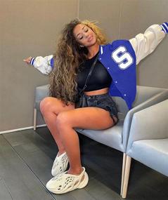 img 2 attached to Oversized Varsity Baseball Patchwork Streetwear Women's Clothing