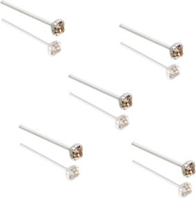 img 1 attached to 🍑 L & L Nation Peach Cz 925 Sterling Silver Nose Ring - Set of 10 Pcs with Straight Ended 1.2mm Prong Setting