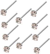 🍑 l & l nation peach cz 925 sterling silver nose ring - set of 10 pcs with straight ended 1.2mm prong setting logo