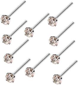 img 4 attached to 🍑 L & L Nation Peach Cz 925 Sterling Silver Nose Ring - Set of 10 Pcs with Straight Ended 1.2mm Prong Setting