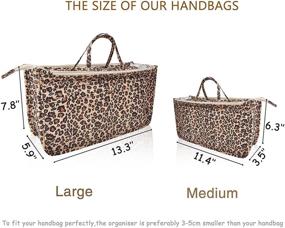 img 2 attached to 👜 Large Leopard Vercord Patterned Purse Handbag Tote Organizer Insert with Zipper Handle for Women