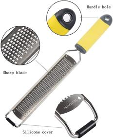 img 3 attached to 🍋 Stainless Steel Lemon Zester Tool with Plastic Protective Cover - Yellow, Ideal for Kitchen and Cheese Grating