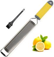 🍋 stainless steel lemon zester tool with plastic protective cover - yellow, ideal for kitchen and cheese grating logo