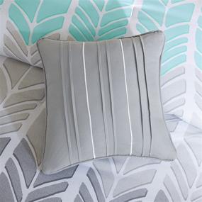 img 1 attached to 🛏️ Geometric Design Cozy Comforter Full/Queen Bedding Set with Matching Sham, Decorative Pillow - Intelligent Design, All Season, Vibrant Aqua Color, 5 Piece